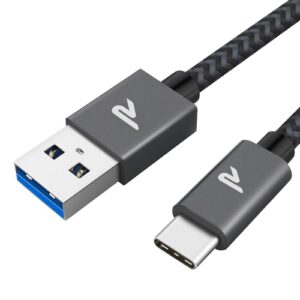 Cable USB C a USB A RAMPOW Carga Rápida Nylon Trenzado, 1M, Alta Velocidad