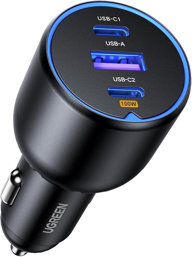 UGREEN 130W Cargador de Coche USB C con 3 Puertos