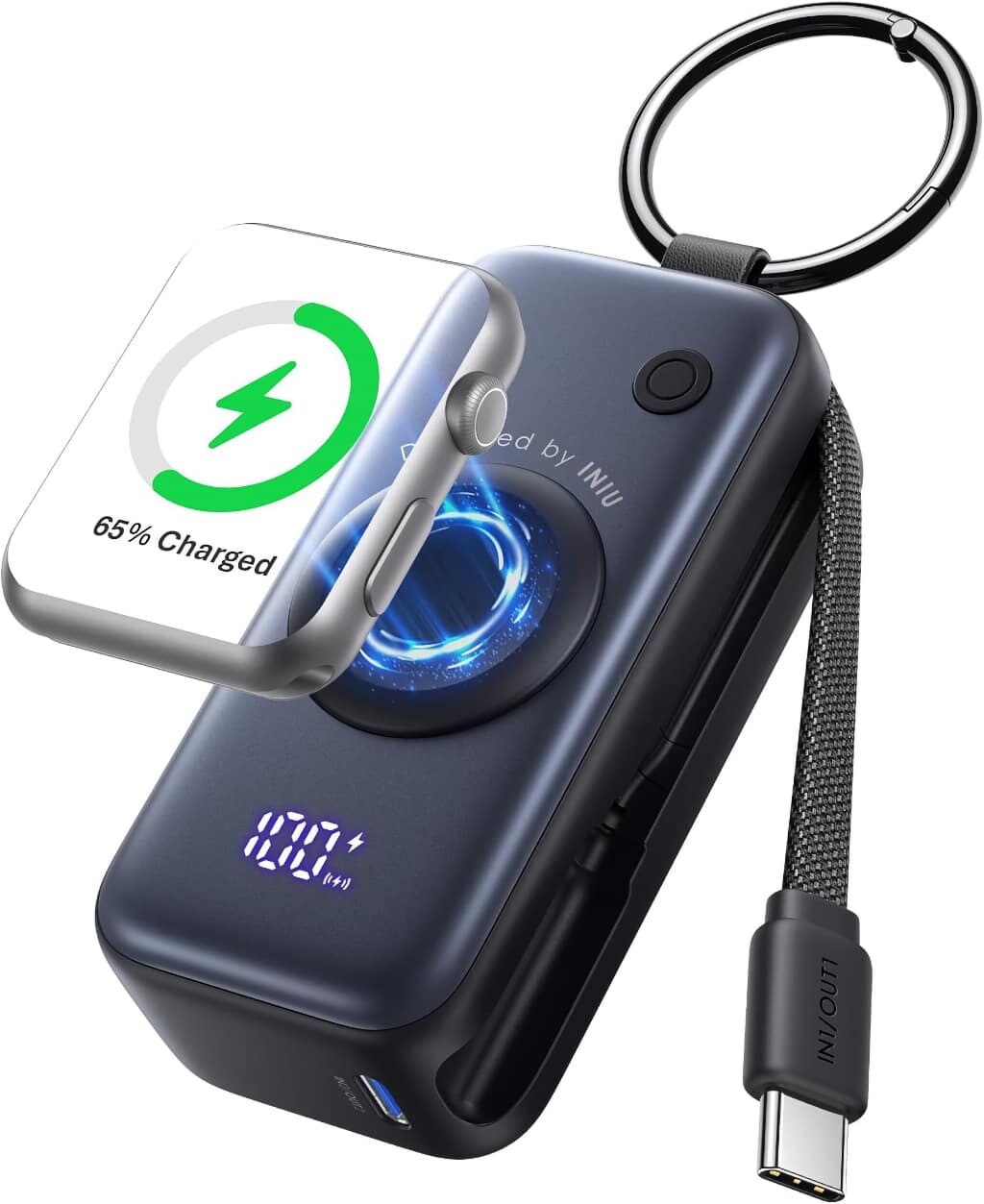 INIU Power Bank magnética ultra delgada con cable USB-C integrado