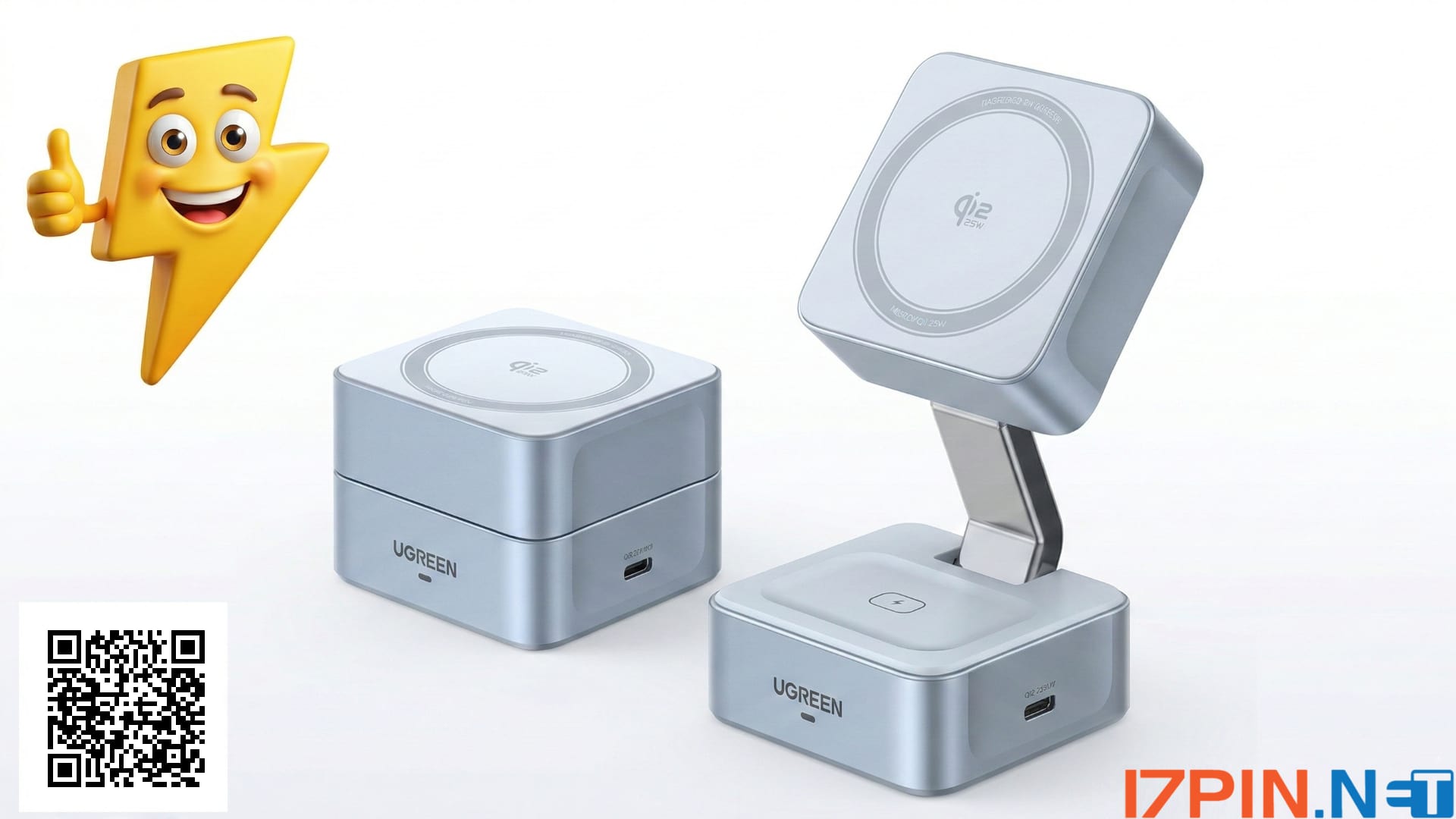 Cargador UGREEN MagFlow Qi2 25W 2 en 1