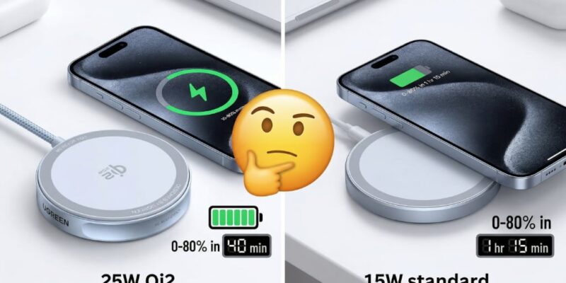 Qi2 25W vs 15W comparativa clara para entender la diferencia